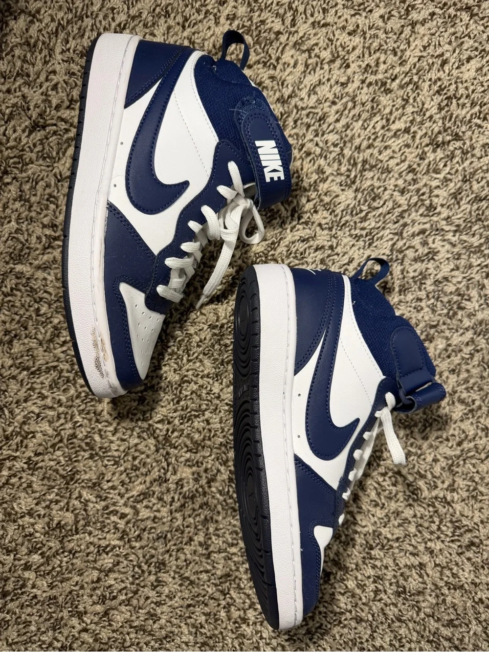 Nike Kids High-Top Sneakers - White and Navy